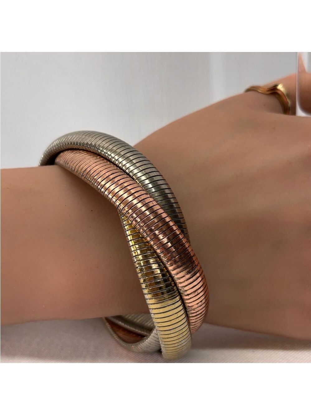 Marshal Metal Three Tone Interlocking Bracelets